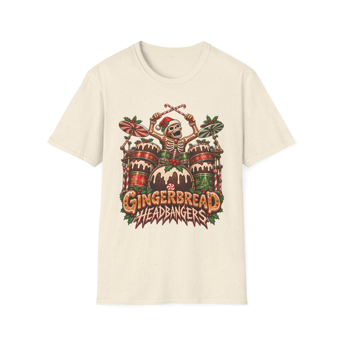 Gingerbread Headbangers | Drummer Christmas T-Shirt