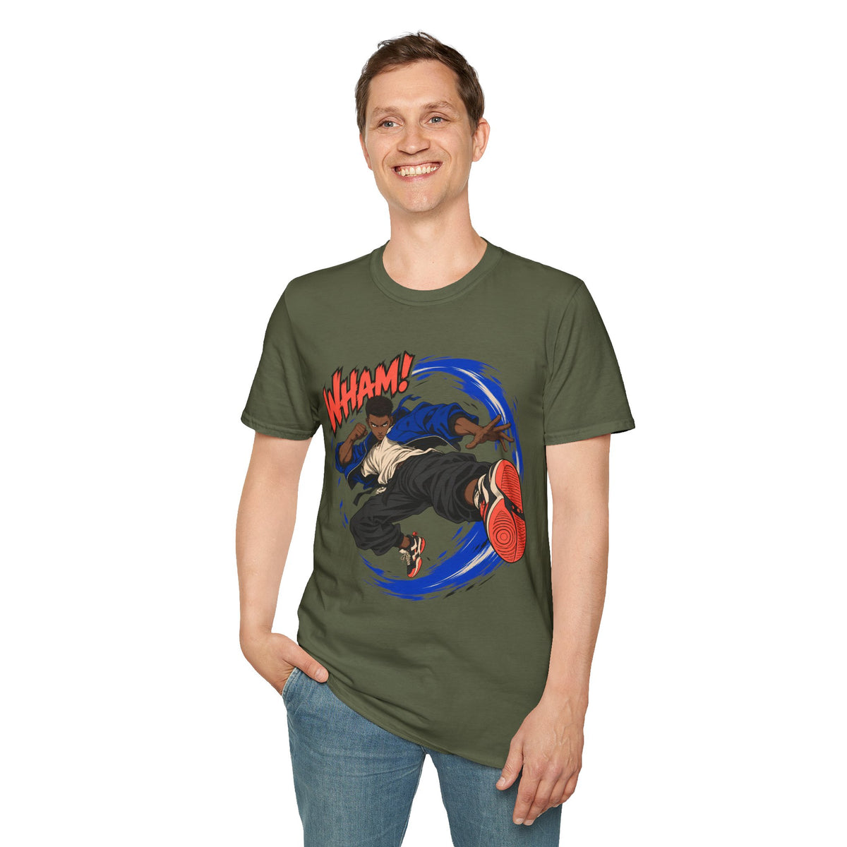 WHAM! | Anime Cartoon Ninja Kick Graphic T Shirt