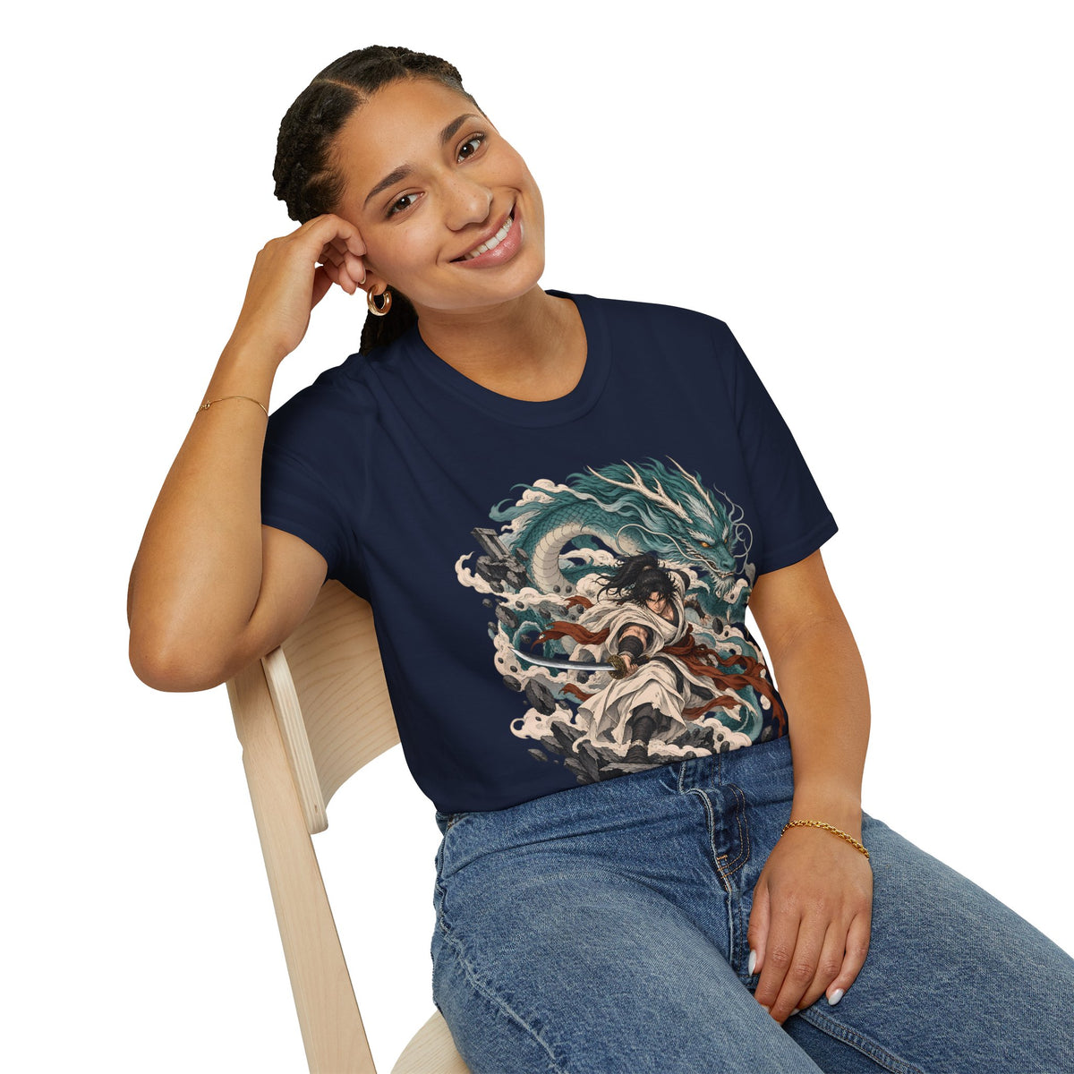 Mythic Dragon Warrior | Japanese Samurai and Serpent T Shirt
