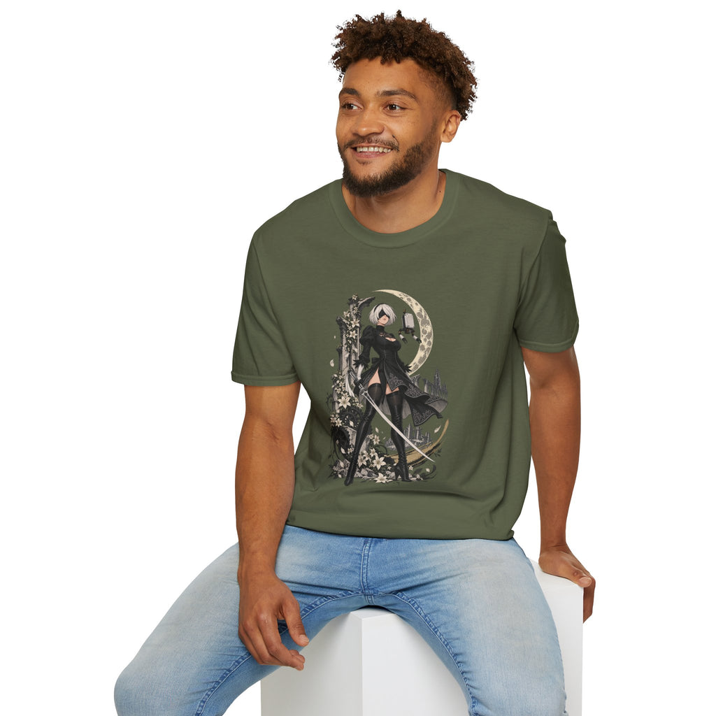2B | Nie: Automata | Anime Gothic Warrior Moonlight Pin Up T-Shirt