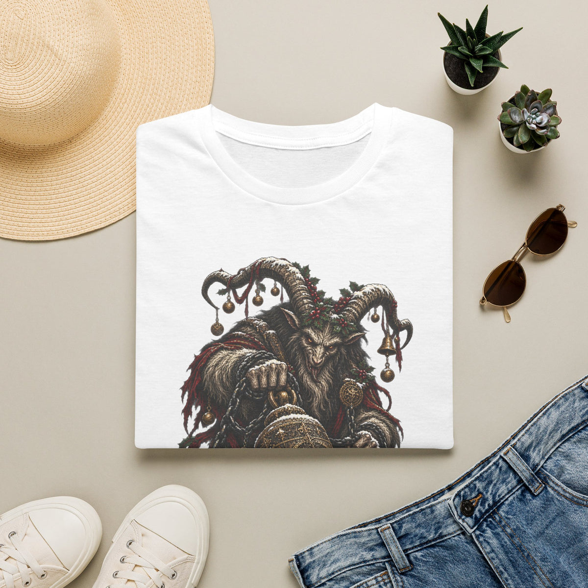 Krampus with Bell | Dark Christmas Demon T-Shirt