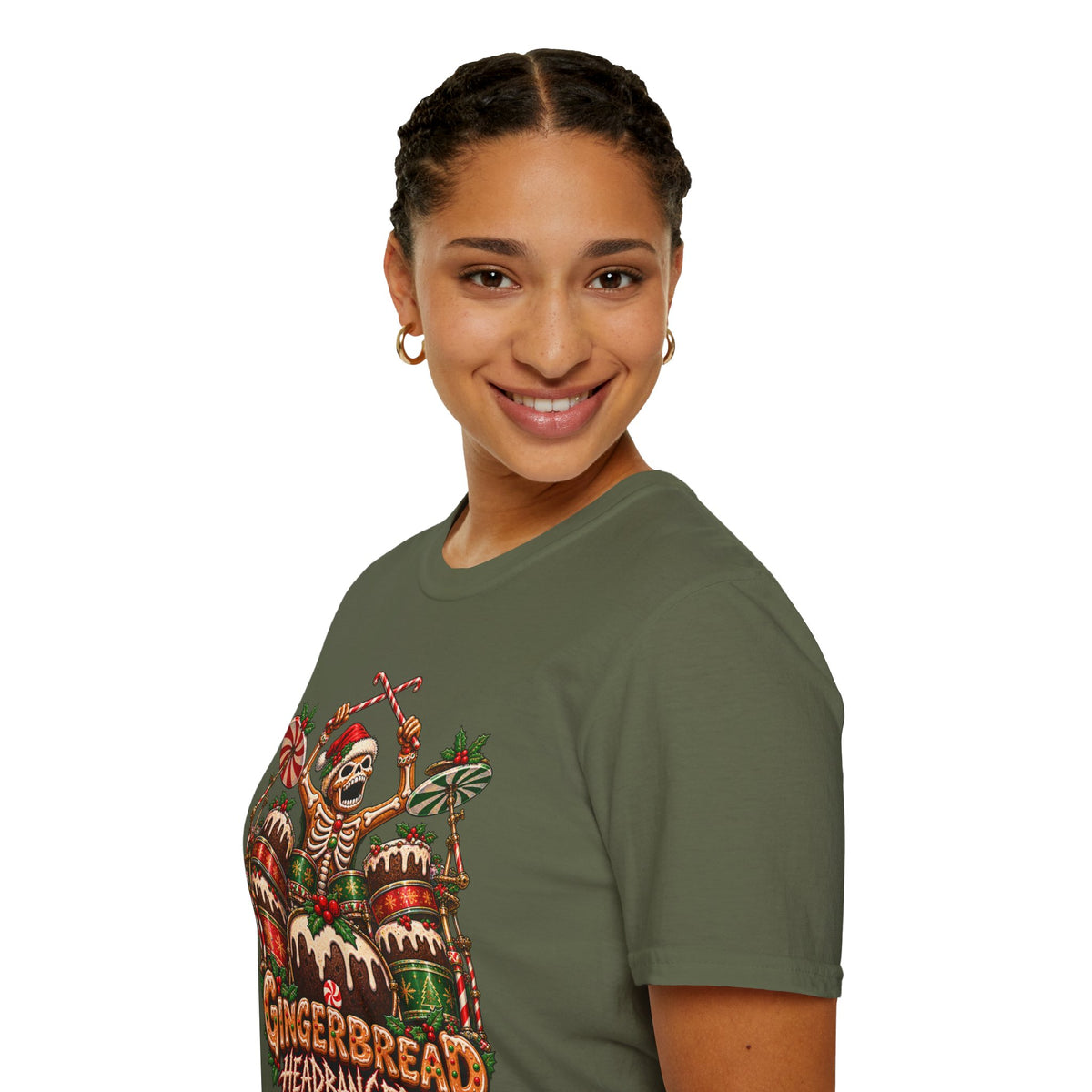 Gingerbread Headbangers | Drummer Christmas T-Shirt