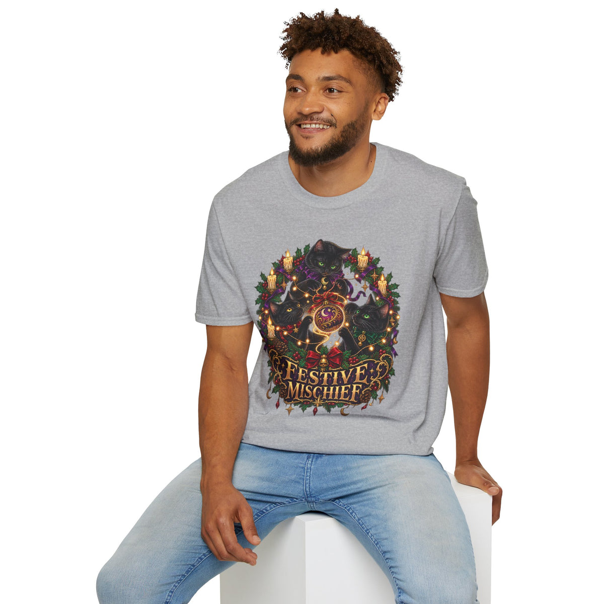 Festive Mischief | Cat Lover Christmas Holiday T-Shirt