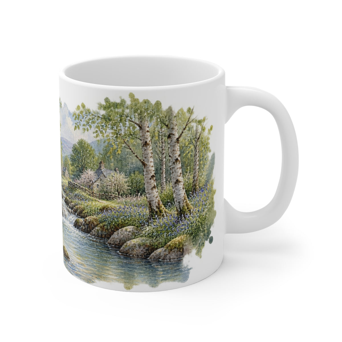 Woodland Stream Watercolour Mug | Forest Landscape