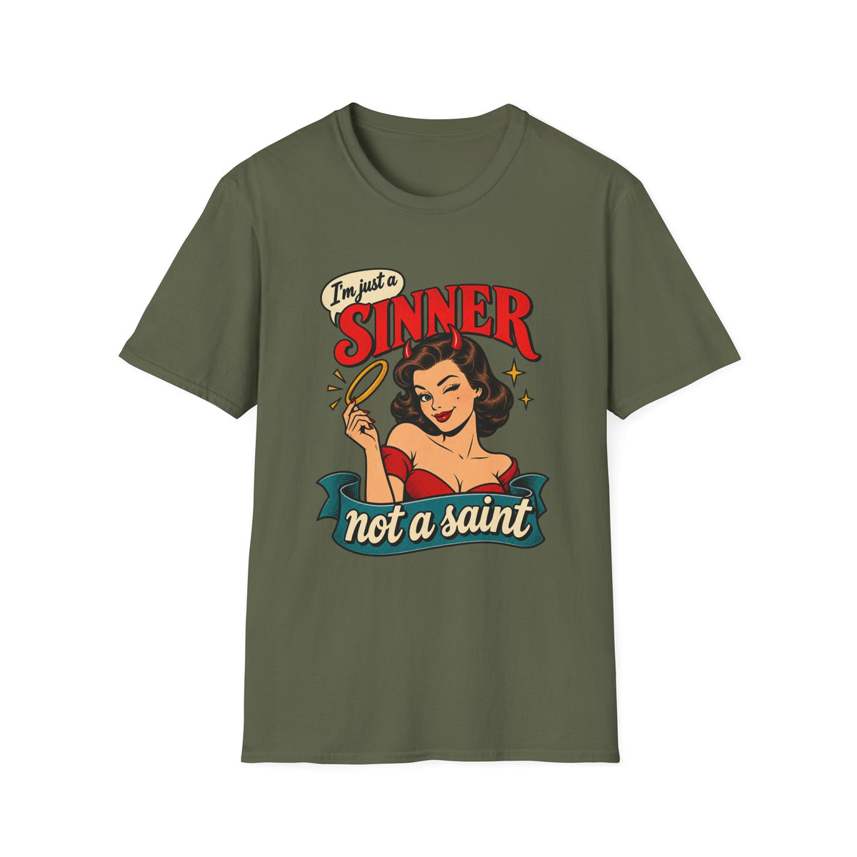Retro Pinup | I'm Just a Sinner, Not a Saint | Graphic Tee