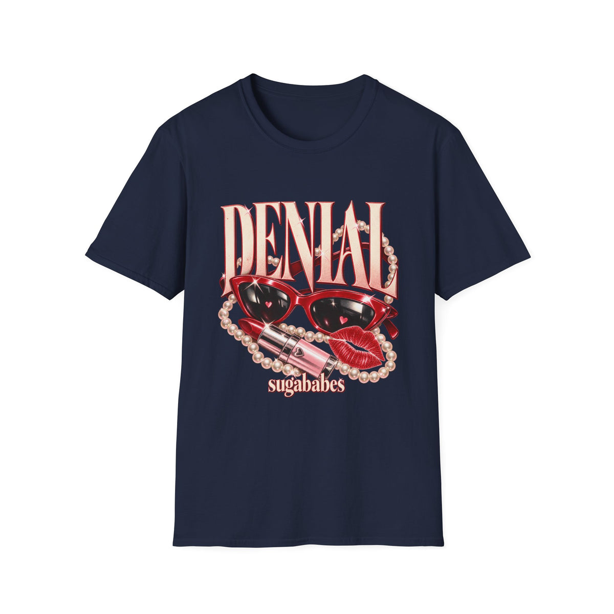 Denial | Sugababes | Retro Sunglasses & Lipstick Design Graphic T-Shirt
