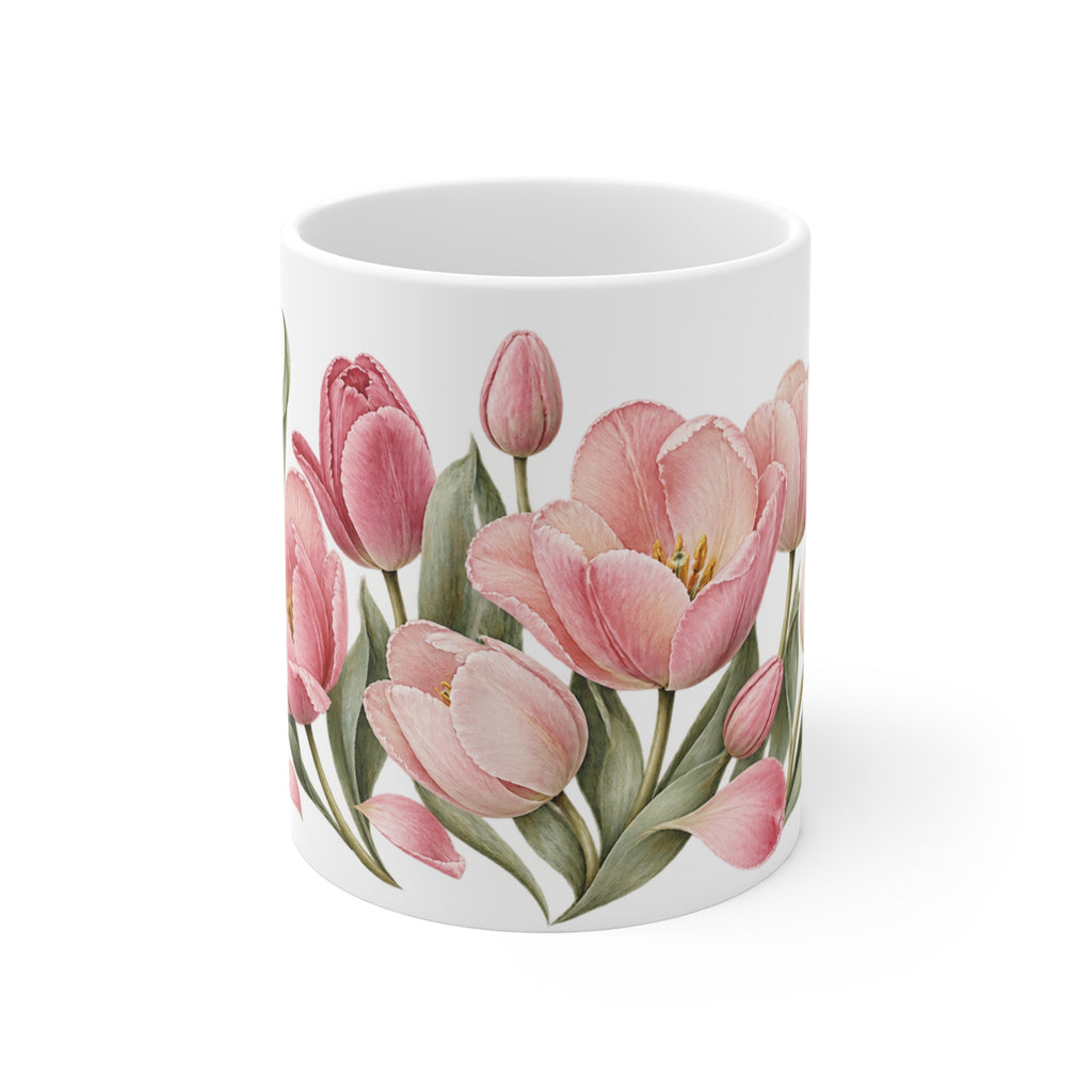 Pastel Pink Tulip Mug | Spring Floral Design