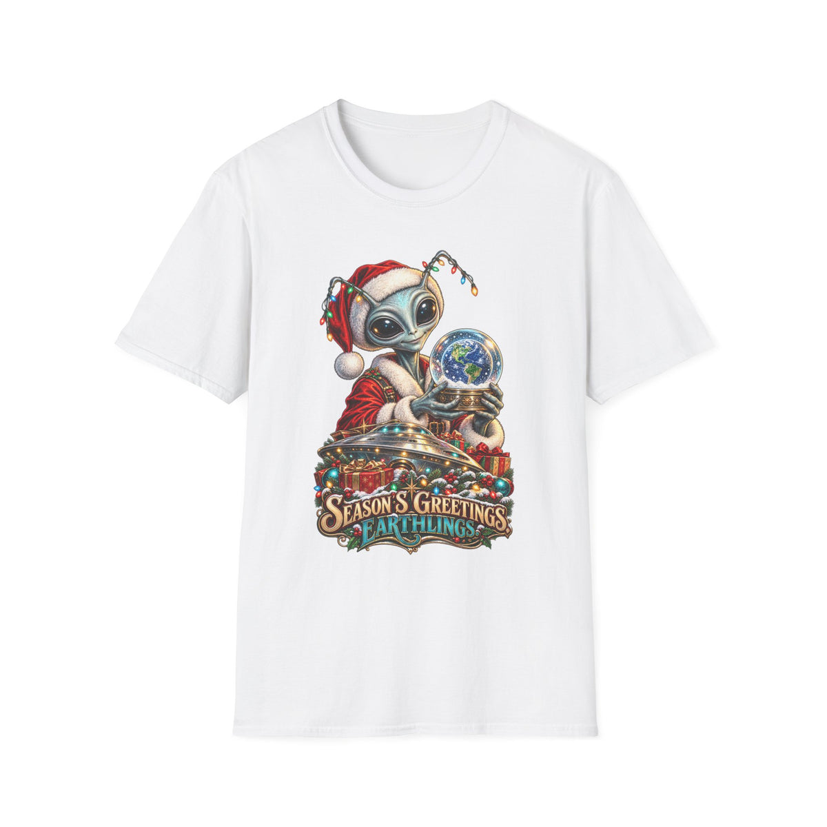 Christmas Alien T-Shirt | Season’s Greetings Earthlings Holiday Tee