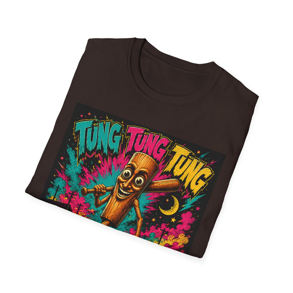 T-Shirt — Colorful 'Tung Tung Tung' Cartoon Log Design (Sahur)