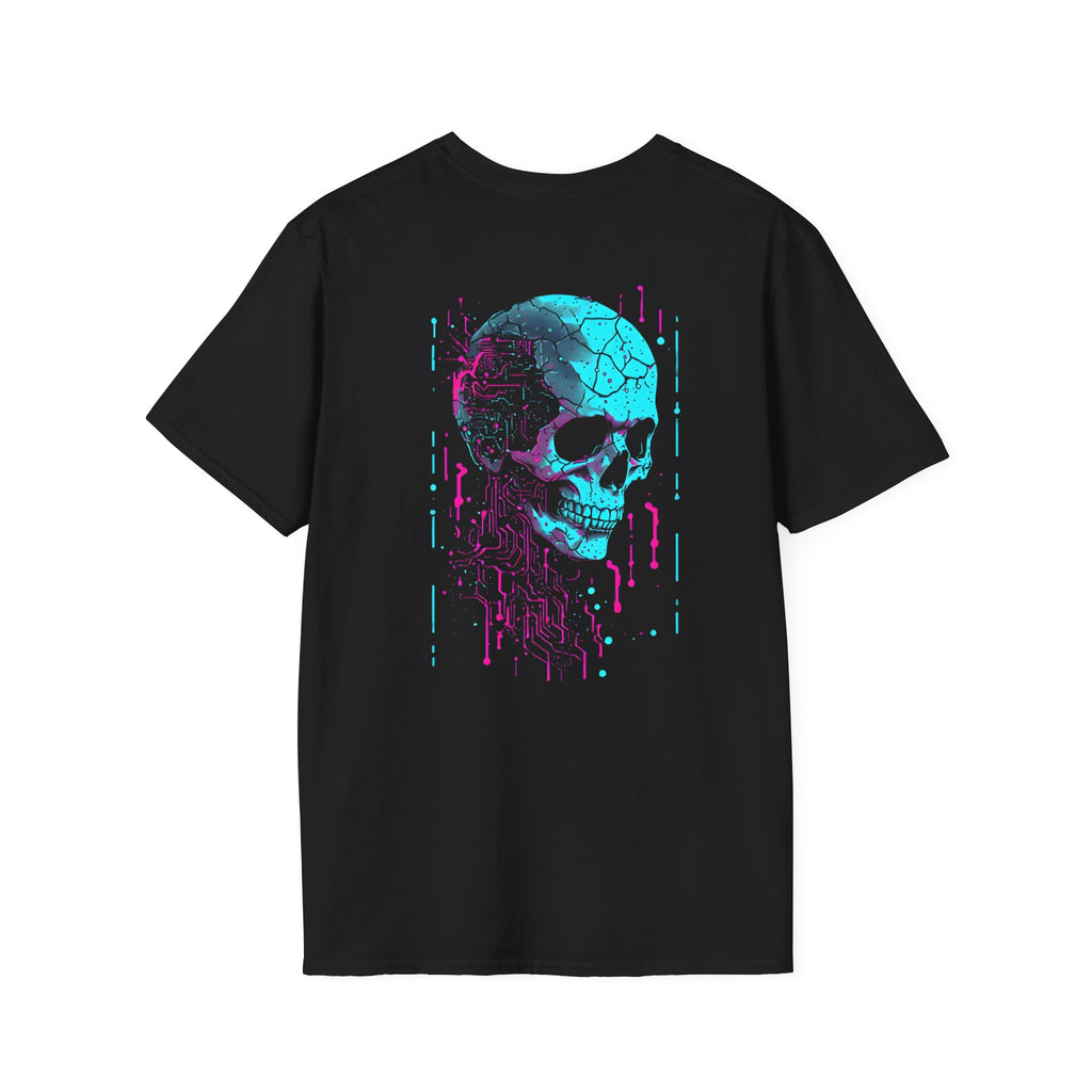 Glitch Skull Back Print Cyberpunk — Tee