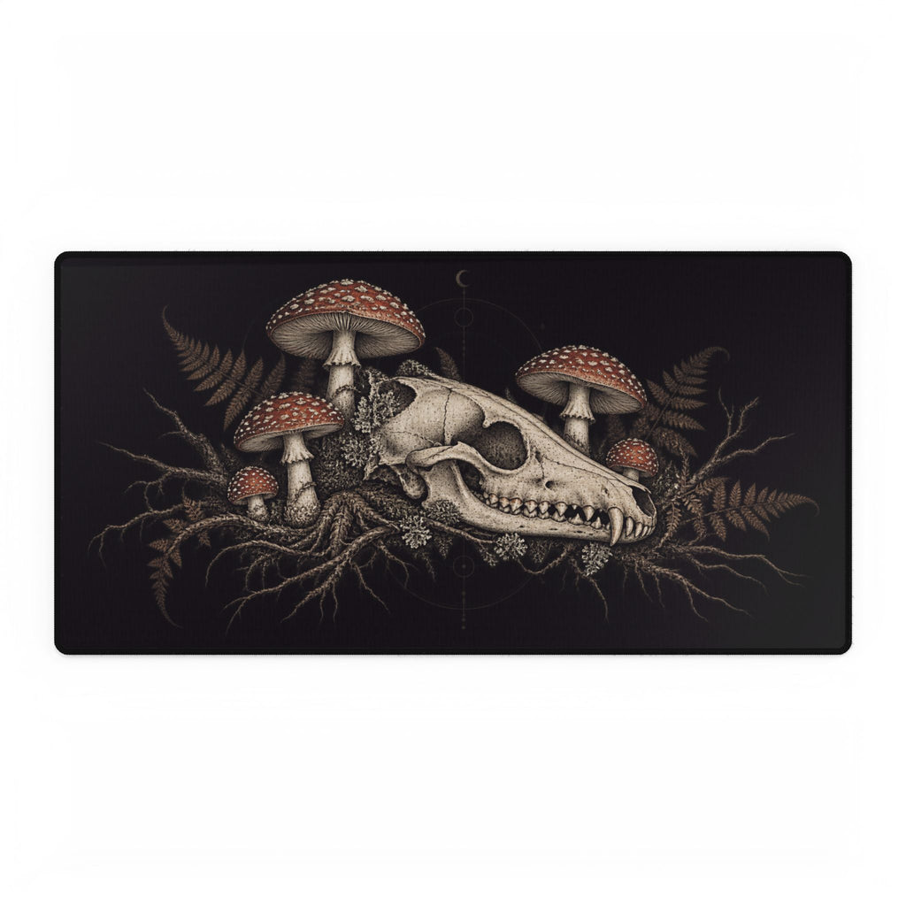 Mouse Mat | Fox Skull & Poisonous Mushrooms | Gothic Forest Art Desk Pad