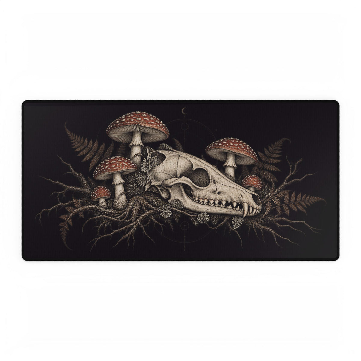 Mouse Mat | Fox Skull & Poisonous Mushrooms | Gothic Forest Art Desk Pad