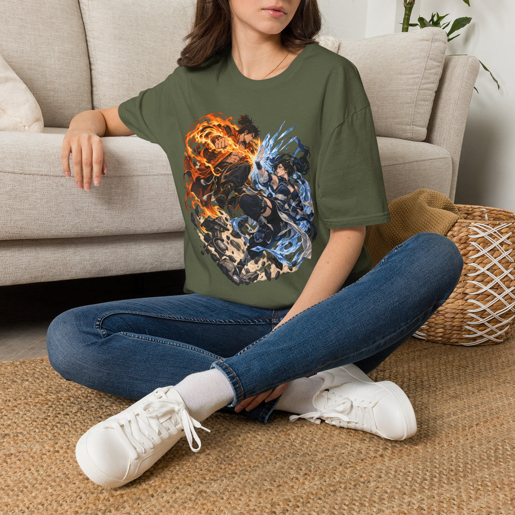 Elemental Battle | Fire vs Ice | Ninja Japanese Fantasy T-Shirt