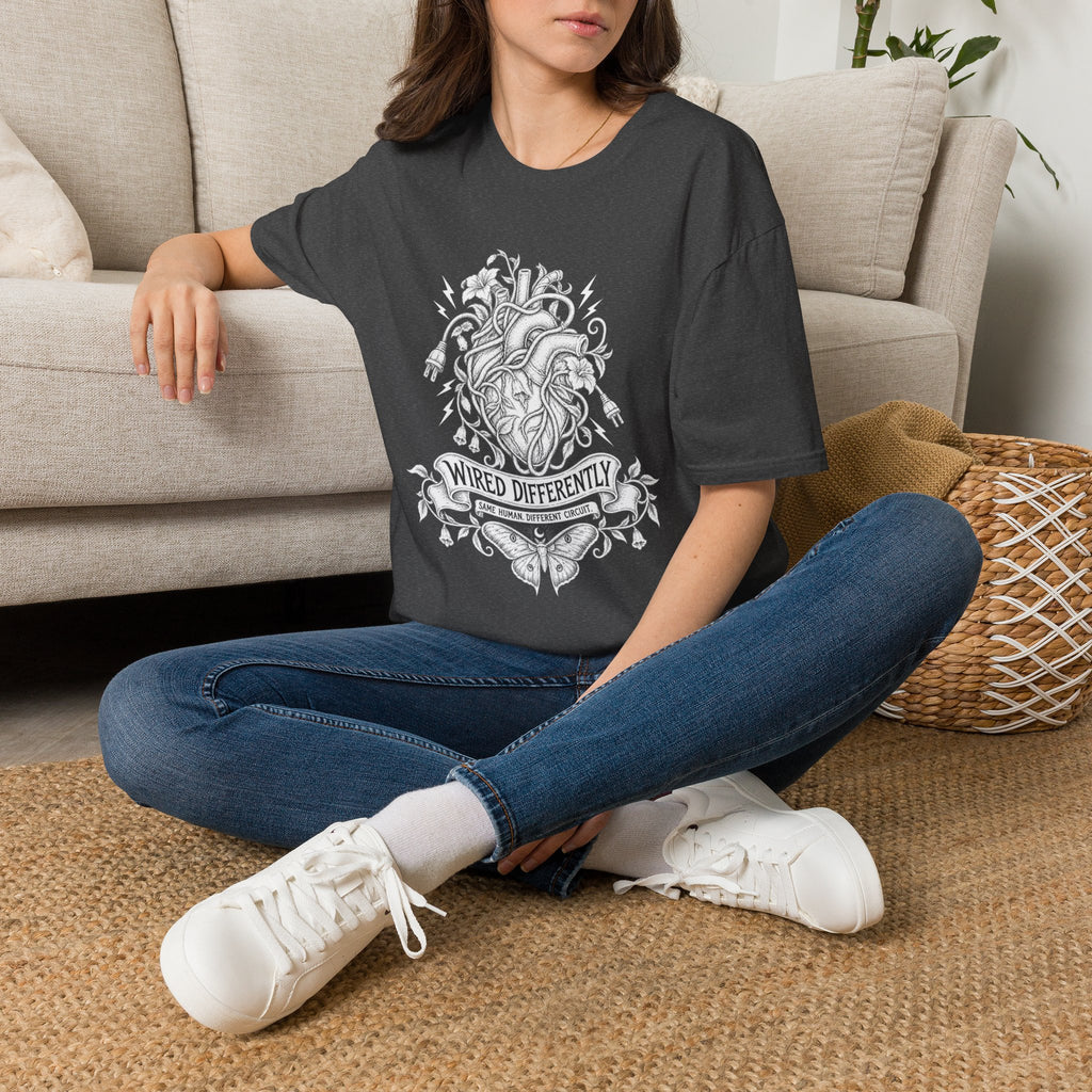 Wired Differently | Floral Anatomical Heart | Neurodiversity Pride Tee