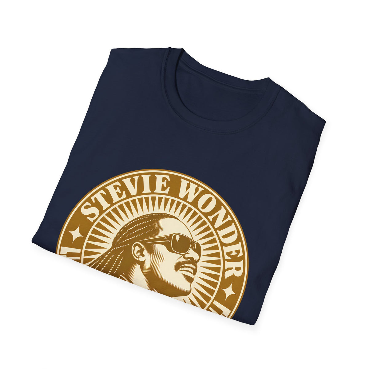 Stevie Wonder Graphic T-Shirt - Vintage Gold Portrait Tee