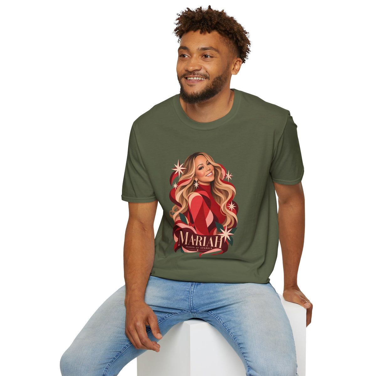 Mariah Carey | Holiday Diva Graphic Tee | Retro Red Star Portrait