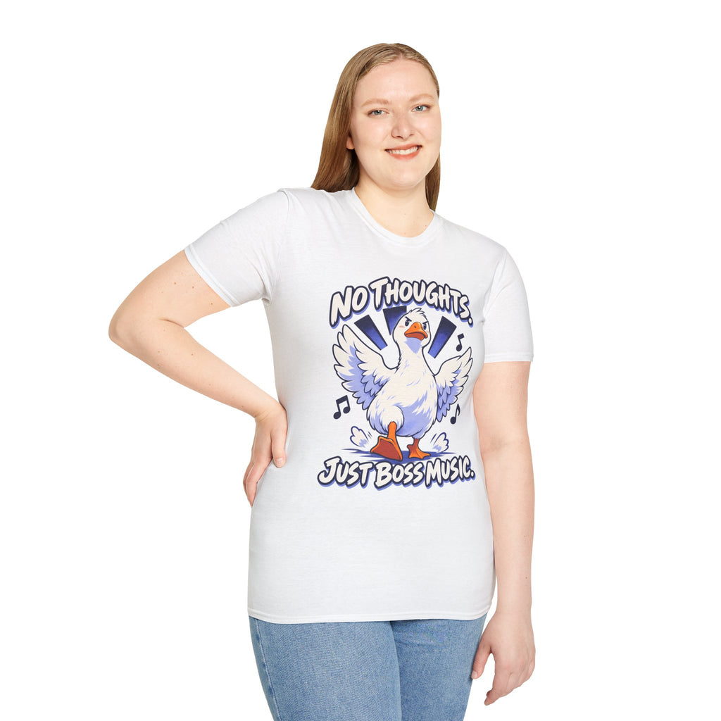 Cute Goose | No Thoughts, Just Boss Music T Shirt
