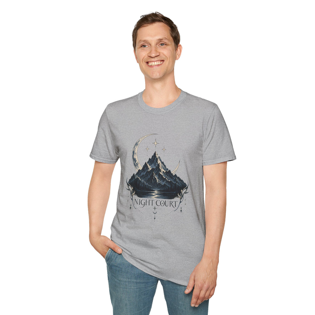 Night Court Mountain | ACOTAR Book Crescent Moon & Stars Graphic