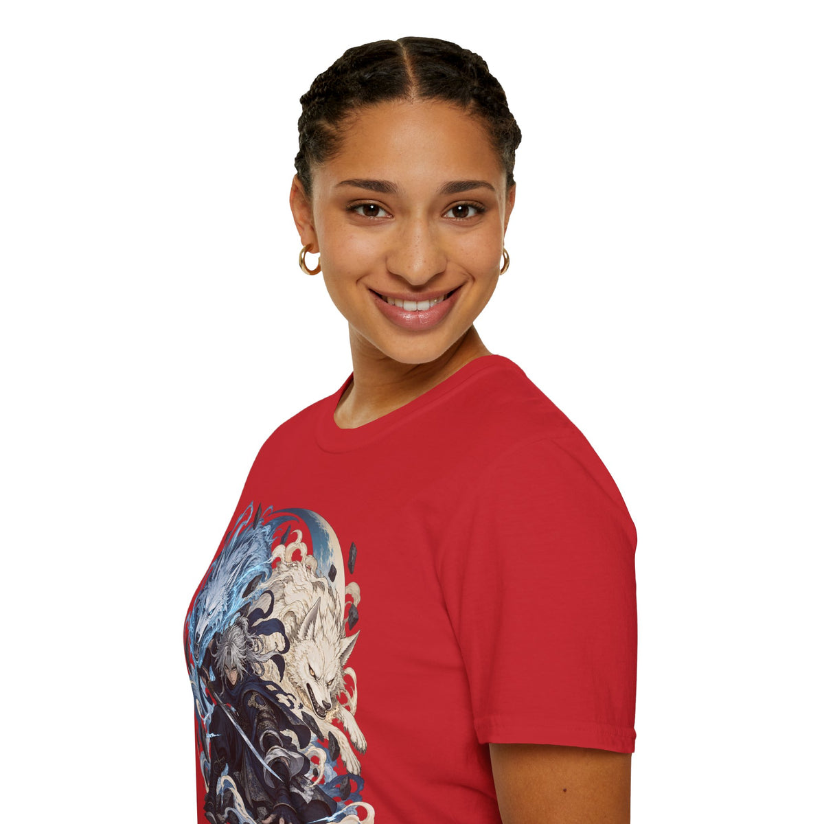 Wolf Spirit T-Shirt | Japanese Samurai | Yin Yang Blue & White Wolves Graphic Tee