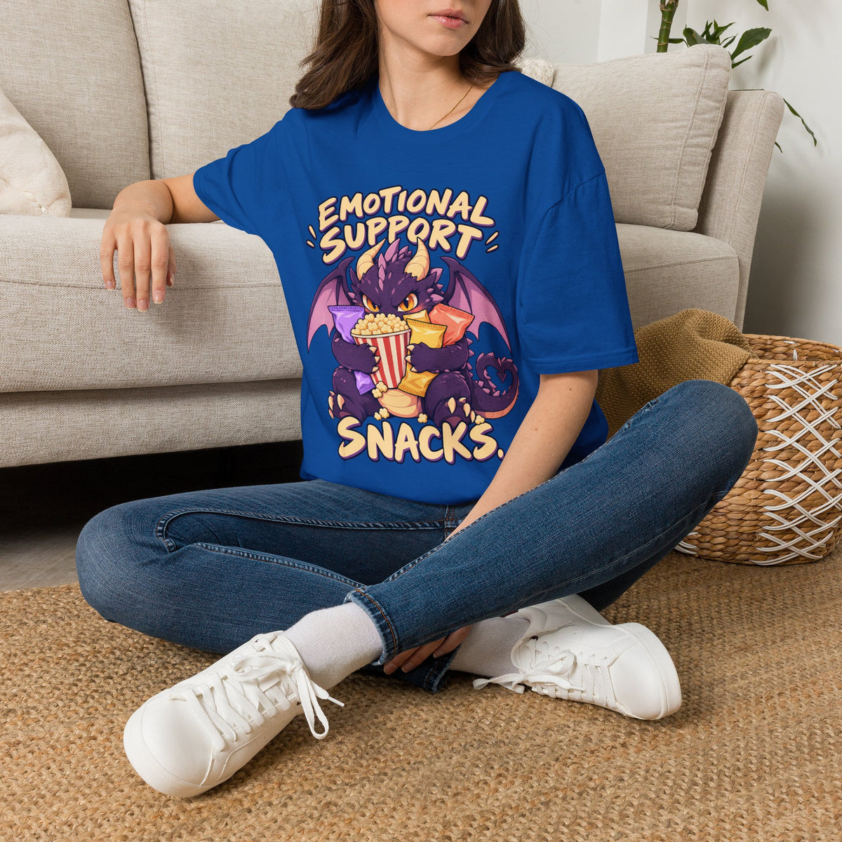 Emotional Support Snacks | Cute Dragon Eating Popcorn Anime Shirt