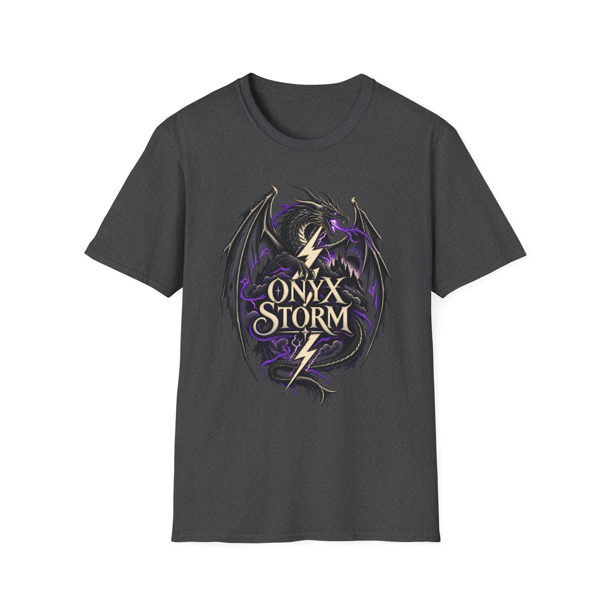 Onyx Storm Dragon T-Shirt | Book Inspired Gothic Lightning Fantasy Tee