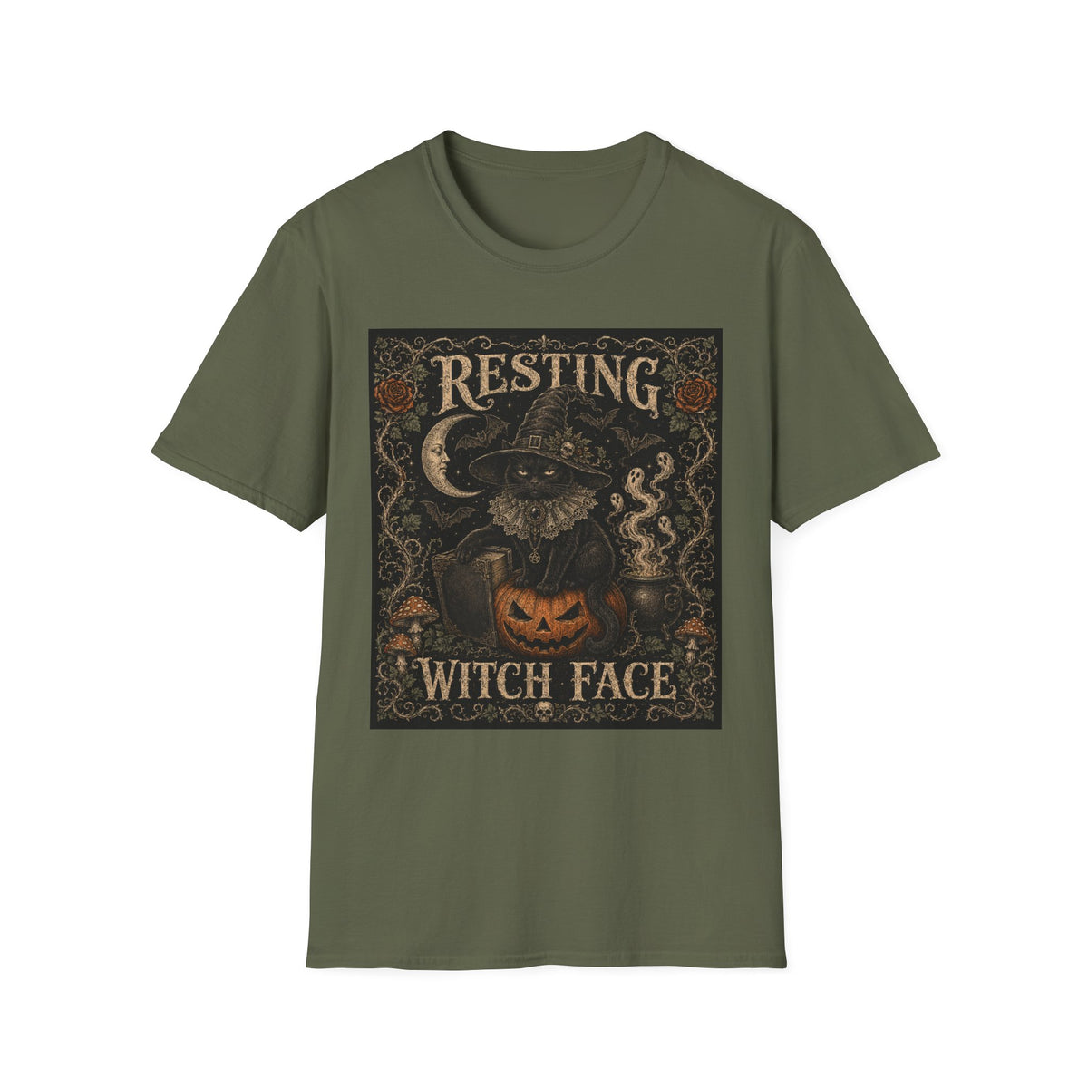 Resting Witch Face T-Shirt — Vintage Halloween Witch Graphic Tee