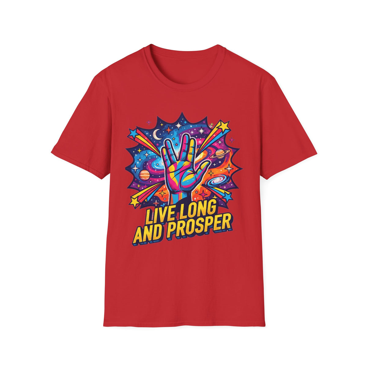 Live Long and Prosper T-Shirt — Colorful Space Vulcan Salute Tee