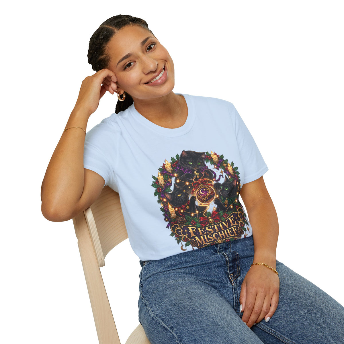 Festive Mischief | Cat Lover Christmas Holiday T-Shirt
