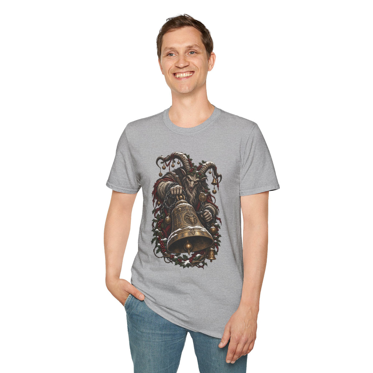 Krampus with Bell | Dark Christmas Demon T-Shirt