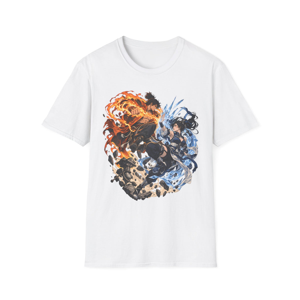 Elemental Battle | Fire vs Ice | Ninja Japanese Fantasy T-Shirt