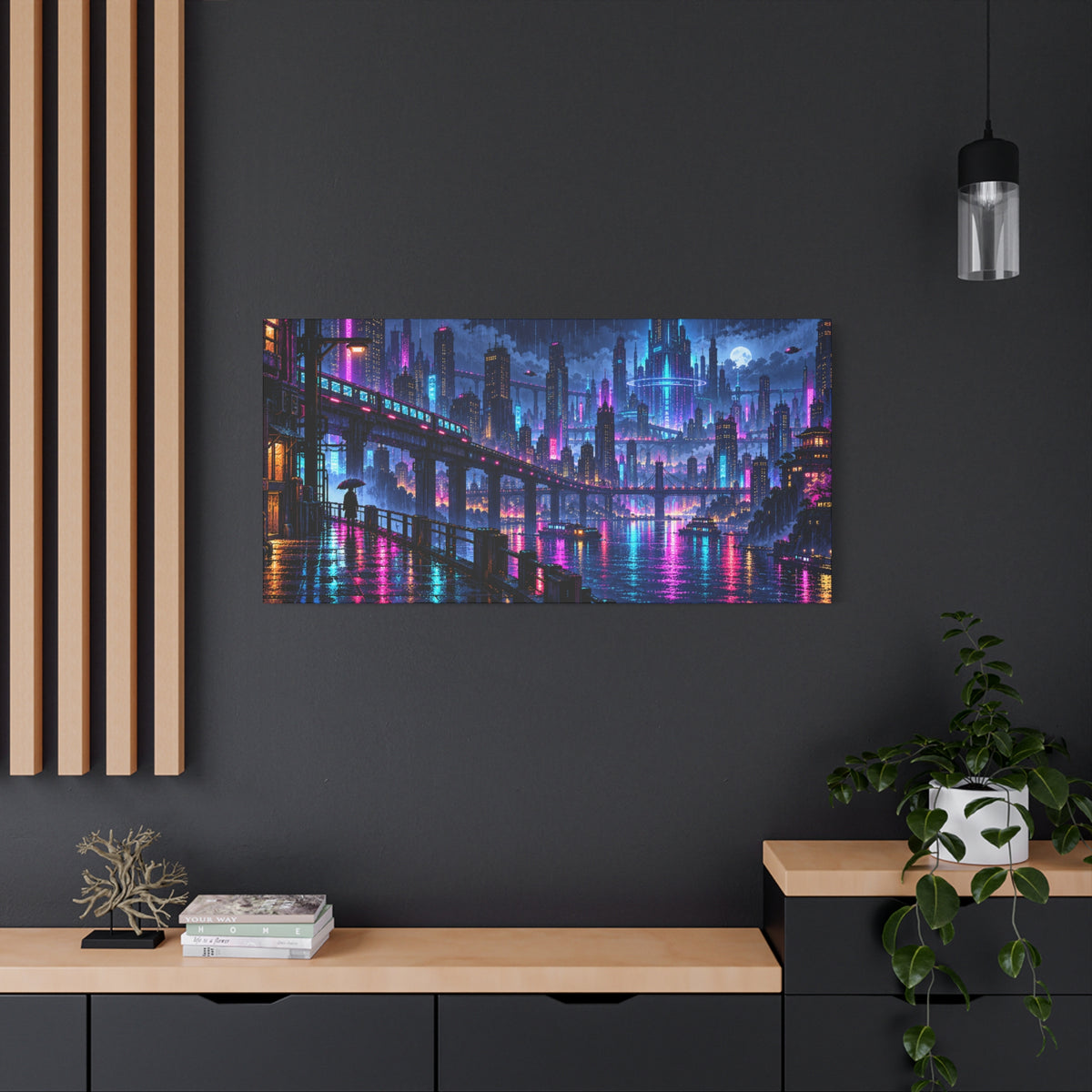 Pixel City Skyline Night