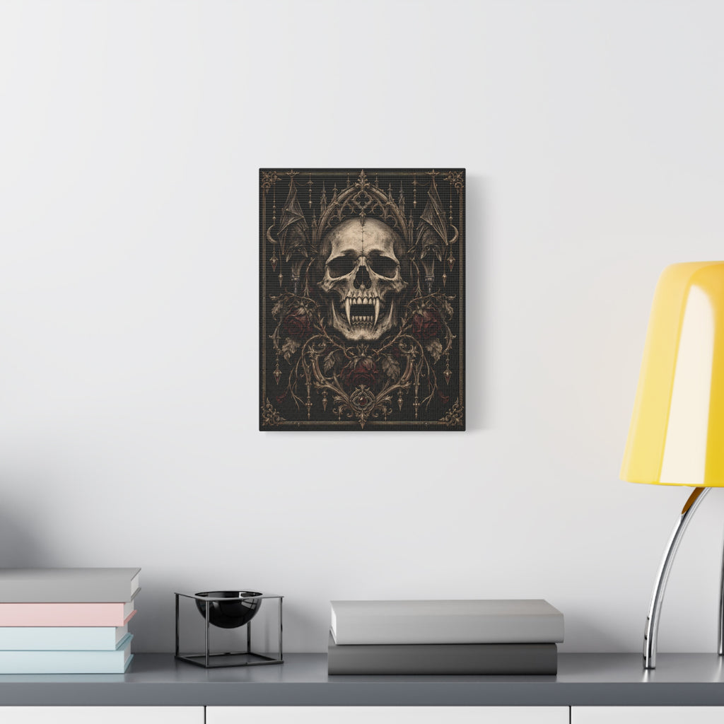 Canvas | Gothic Skull and Roses | Occult Wall Art