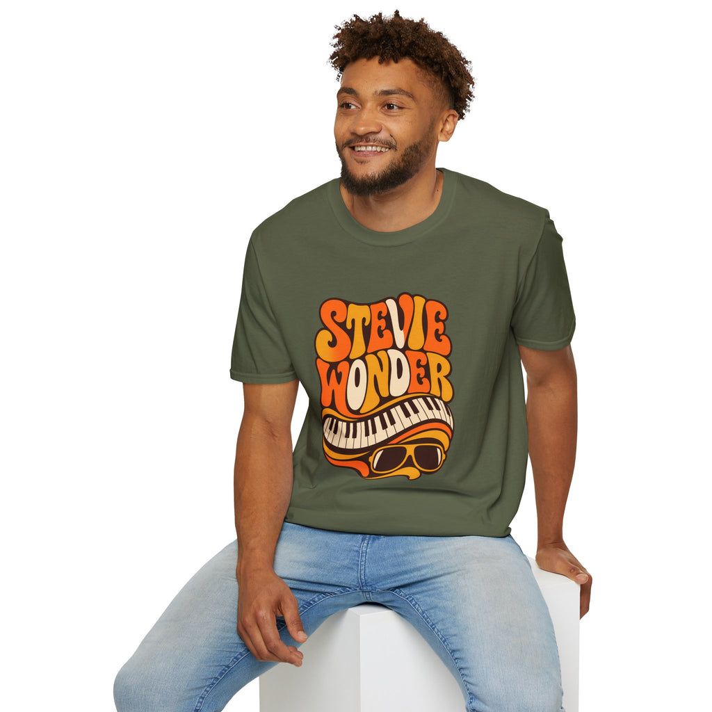 Stevie Wonder Piano Psychedelic Retro Band T-Shirt