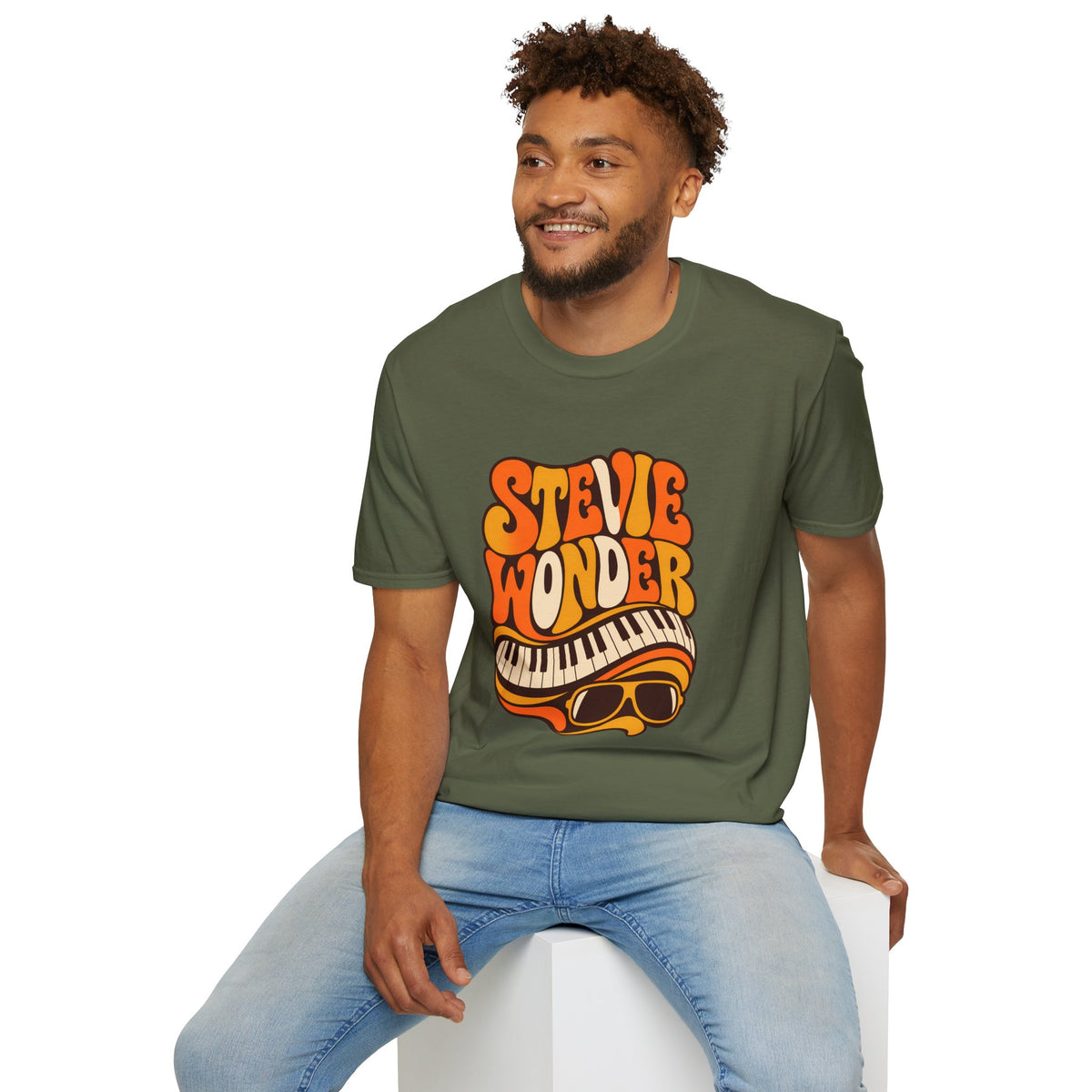 Stevie Wonder Piano Psychedelic Retro Band T-Shirt
