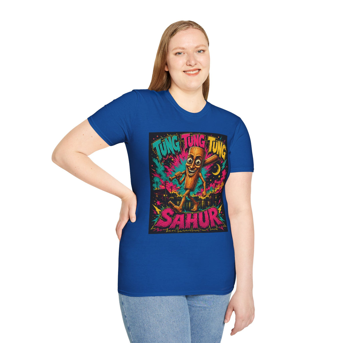 T-Shirt — Colorful 'Tung Tung Tung' Cartoon Log Design (Sahur)