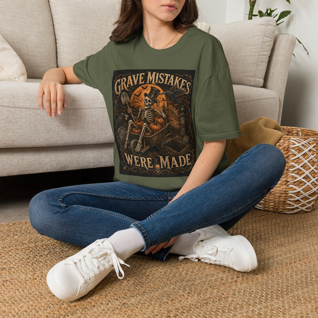 Grave Mistakes Skeleton Tee — Vintage Halloween Skull T‑Shirt
