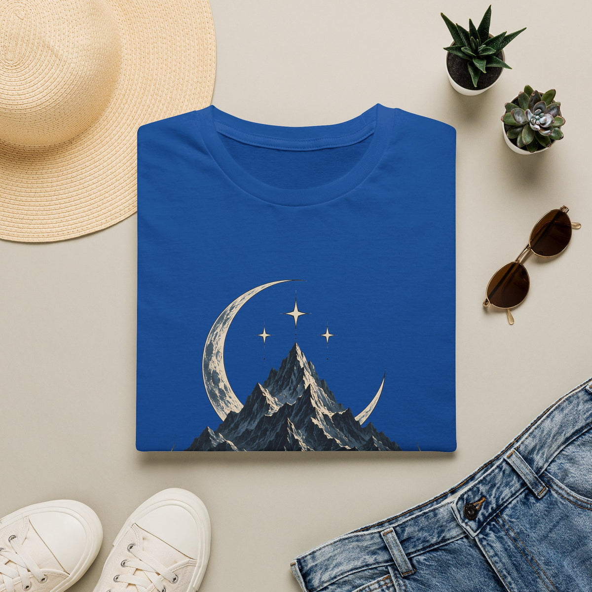 Night Court Mountain | ACOTAR Book Crescent Moon & Stars Graphic