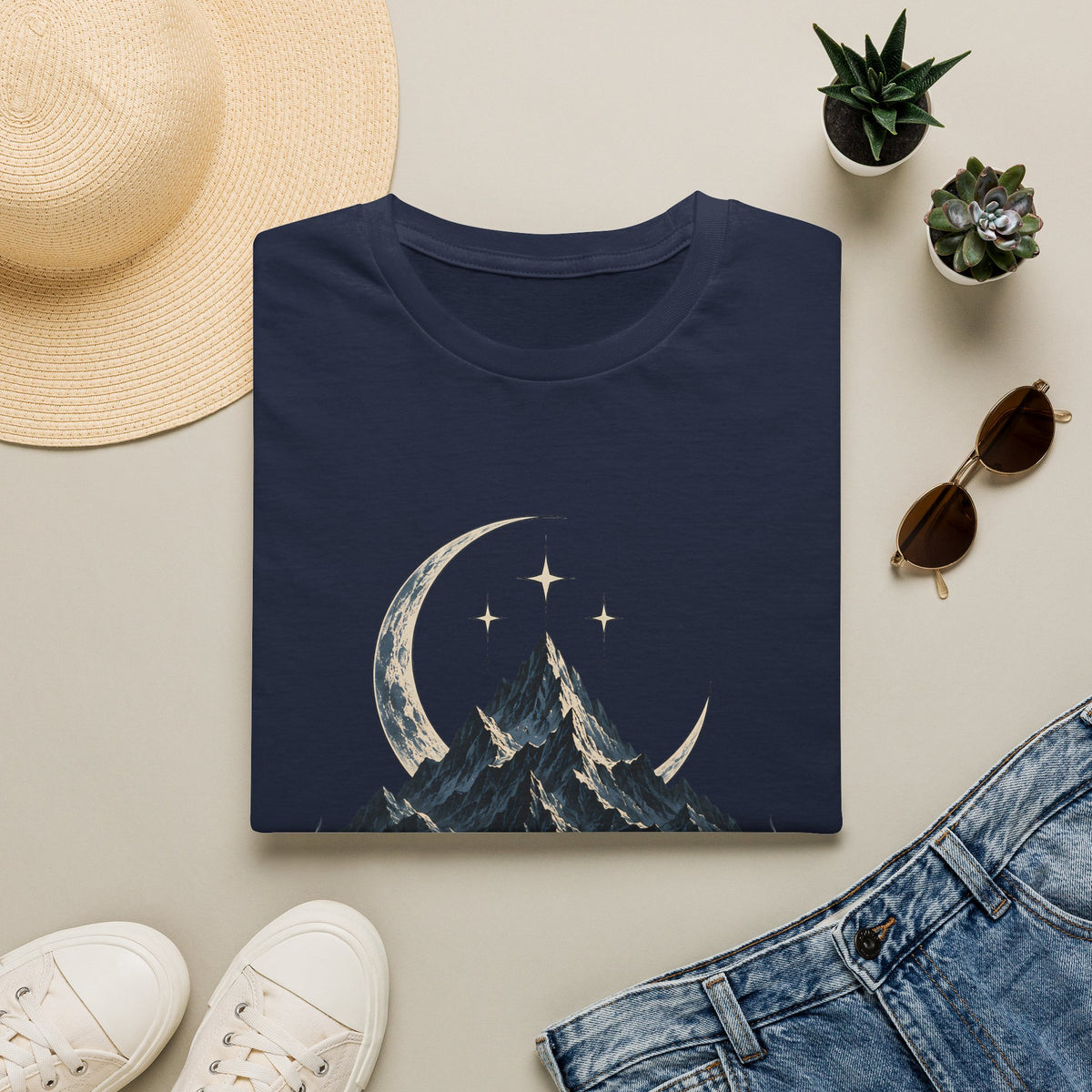 Night Court Mountain | ACOTAR Book Crescent Moon & Stars Graphic