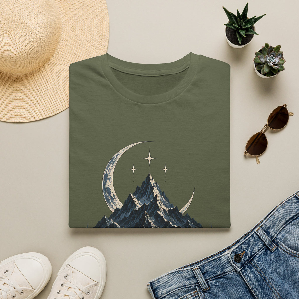 Night Court Mountain | ACOTAR Book Crescent Moon & Stars Graphic