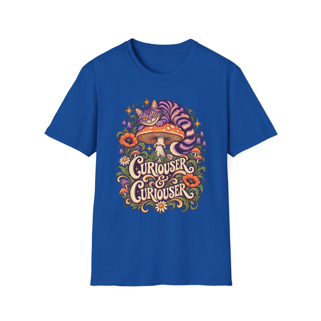 Cheshire Cat | Curiouser & Curiouser | Whimsical Mushroom Design Graphic Shirt