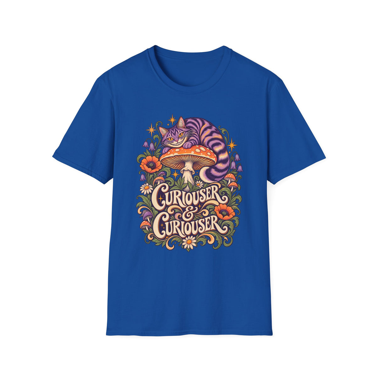 Cheshire Cat | Curiouser & Curiouser | Whimsical Mushroom Design Graphic Shirt