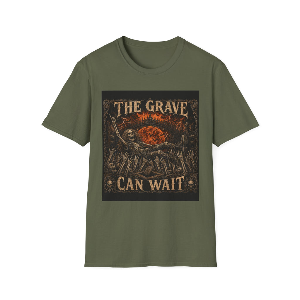 The Grave Can Wait T-Shirt — Vintage Skeleton Rock Gothic Tee