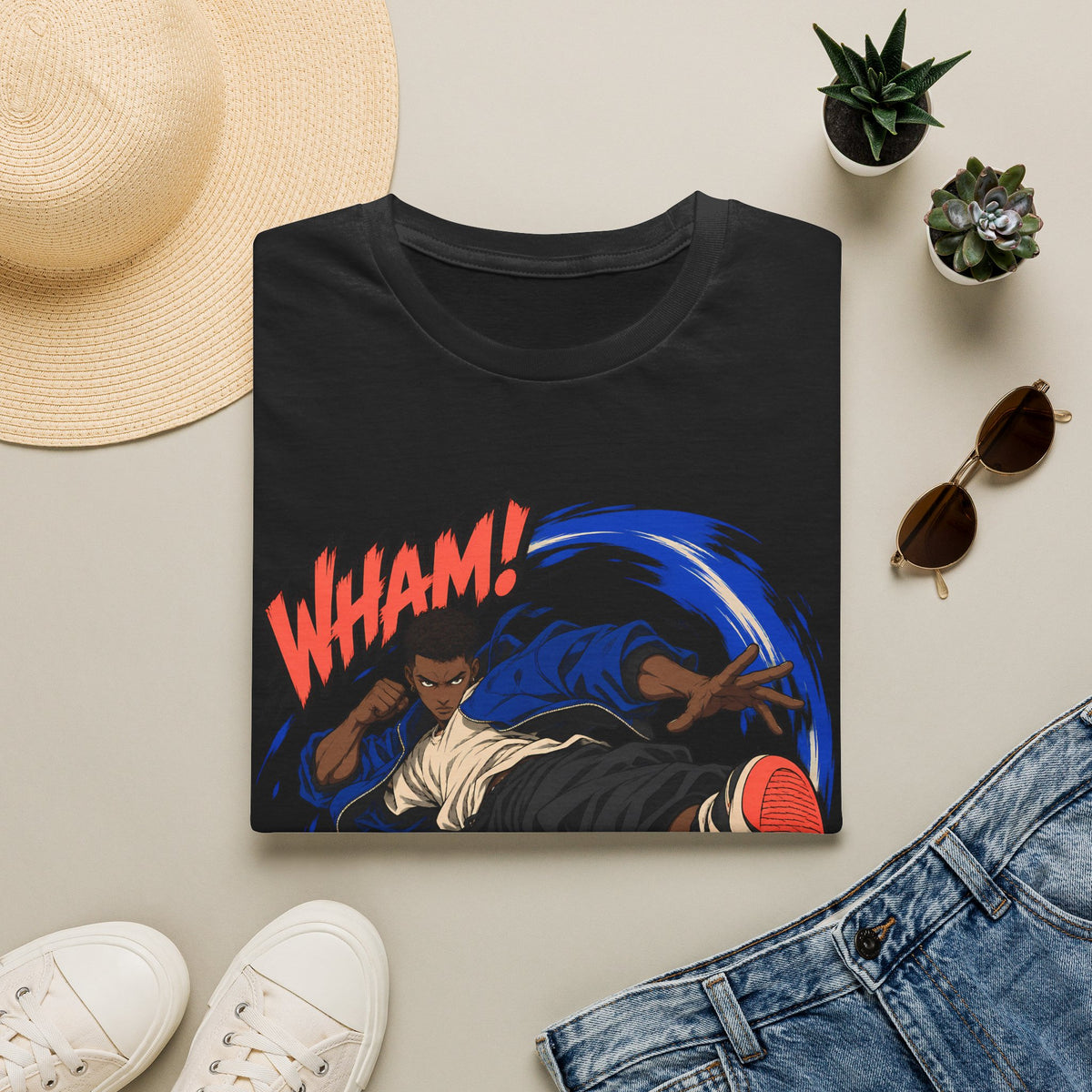 WHAM! | Anime Cartoon Ninja Kick Graphic T Shirt