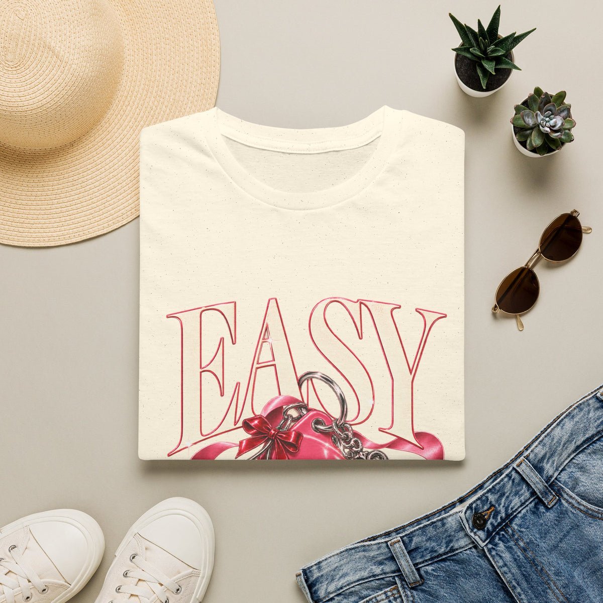 Sugababes | Easy Lockheart Pink Key & Heart Graphic T Shirt
