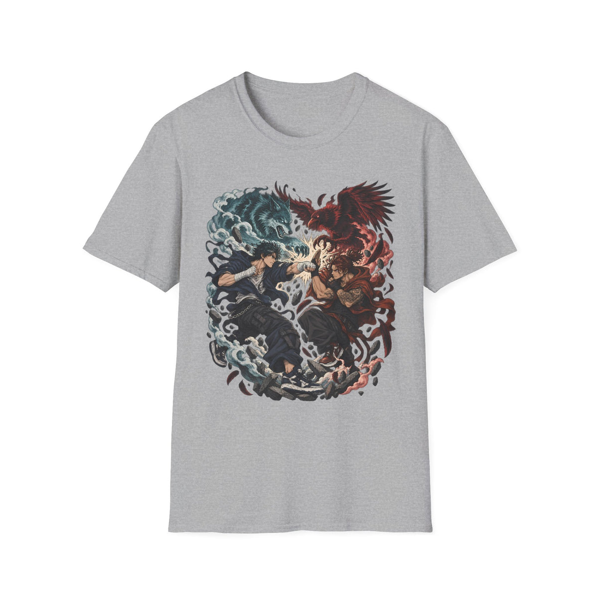 Yin Yang | Wolf Demon vs Phoenix | Japanese Anime Ninja T Shirt