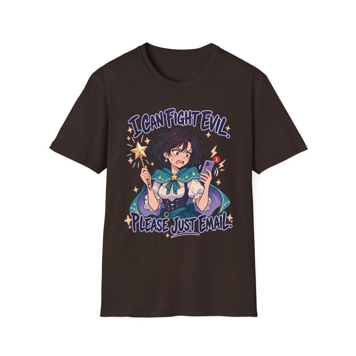 Working Witch | I Can Fight Evil, Please Just Email | Cute Anime T Shirt