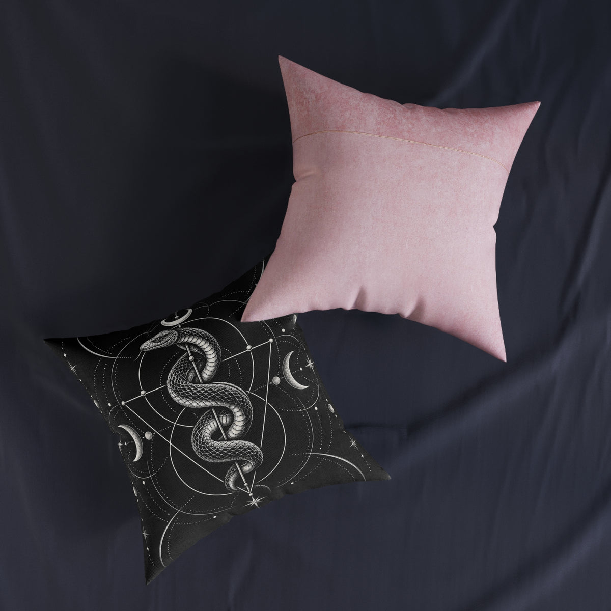 Serpent Gothic Moon Snake Geometric Cushion | Decorative Sofa Pillow