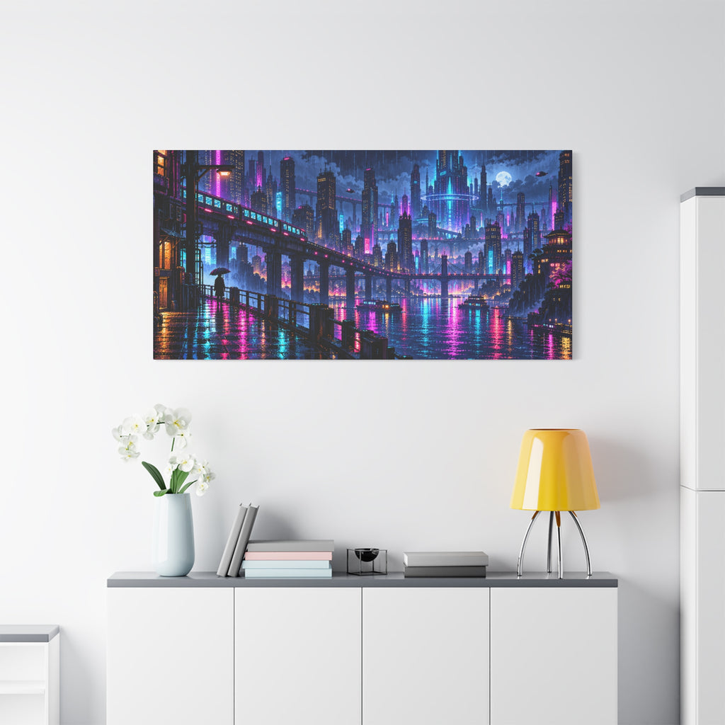 Pixel City Skyline Night