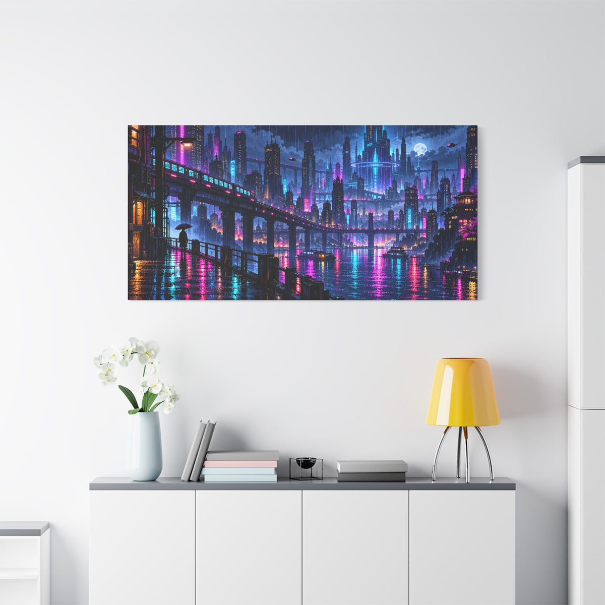 Pixel City Skyline Night