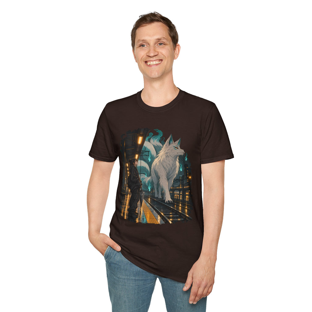 Wolf in the Rain | Last Train Home T-Shirt | Urban Nightscape Graphic Tee